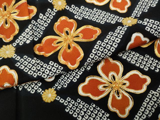 平和屋着物●豪華黒留袖　駒刺繍　花菱文　金彩　正絹　逸品　CABD0193ut