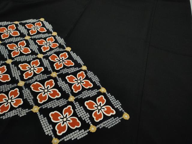 平和屋着物●豪華黒留袖　駒刺繍　花菱文　金彩　正絹　逸品　CABD0193ut