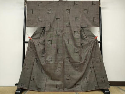 平和屋着物●本場大島紬　7マルキ　色紙花文　正絹　逸品　CABD0194ut