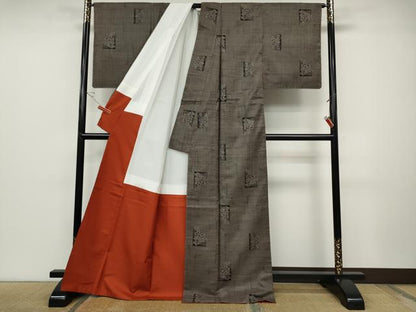 平和屋着物●本場大島紬　7マルキ　色紙花文　正絹　逸品　CABD0194ut