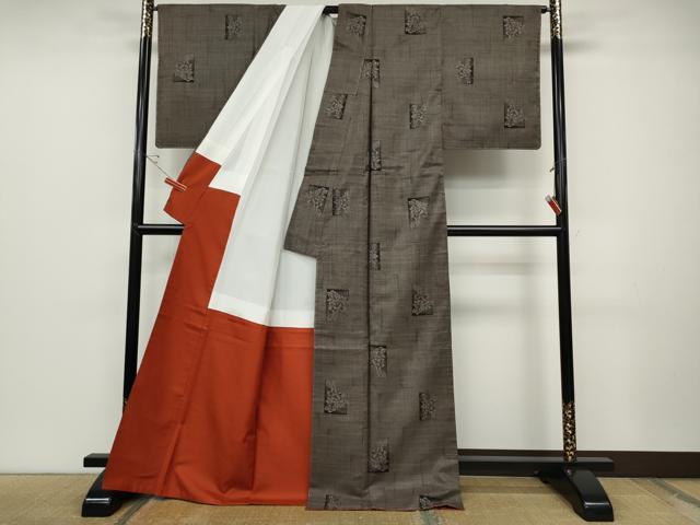 平和屋着物●本場大島紬　7マルキ　色紙花文　正絹　逸品　CABD0194ut