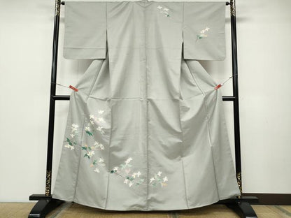 平和屋着物●本加賀友禅作家　成竹登茂男　訪問着　白山紬　枝花文　そごう扱い　正絹　逸品　CABD0197ut