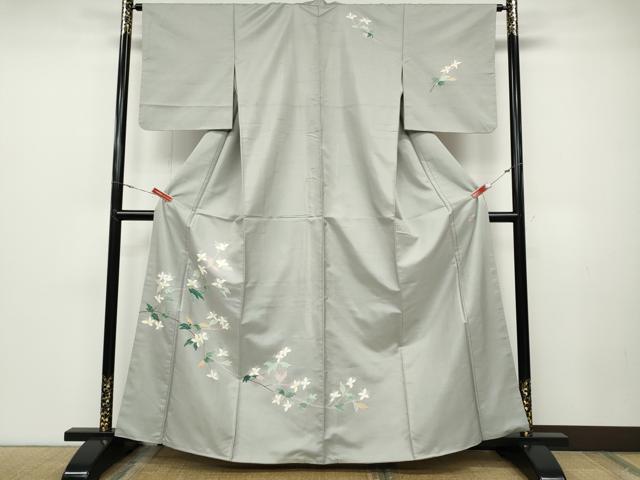 平和屋着物●本加賀友禅作家　成竹登茂男　訪問着　白山紬　枝花文　そごう扱い　正絹　逸品　CABD0197ut