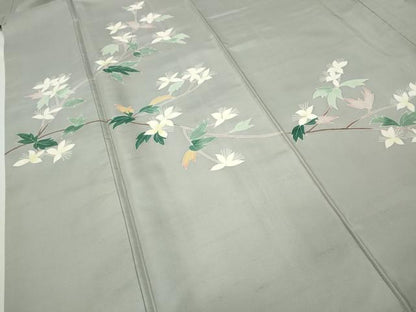 平和屋着物●本加賀友禅作家　成竹登茂男　訪問着　白山紬　枝花文　そごう扱い　正絹　逸品　CABD0197ut