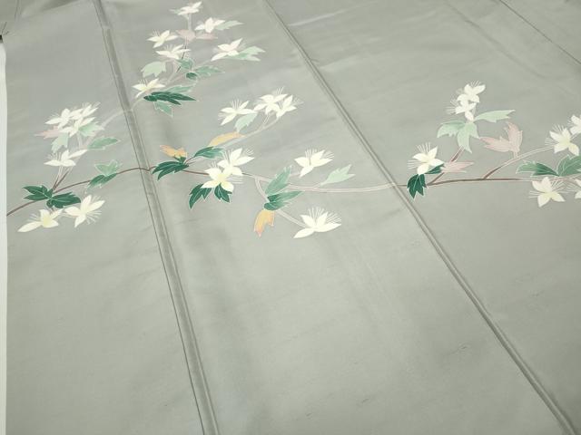 平和屋着物●本加賀友禅作家　成竹登茂男　訪問着　白山紬　枝花文　そごう扱い　正絹　逸品　CABD0197ut