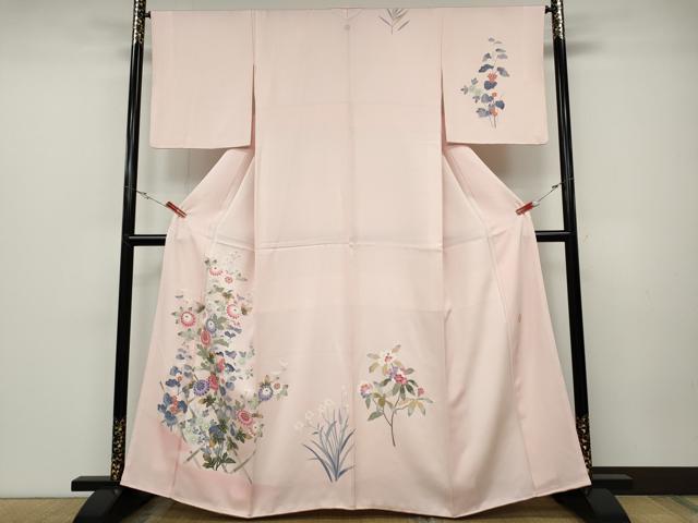 平和屋着物●本加賀友禅作家　金丸充夫　訪問着　草花文　正絹　逸品　CABD0199ut