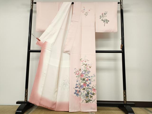 平和屋着物●本加賀友禅作家　金丸充夫　訪問着　草花文　正絹　逸品　CABD0199ut