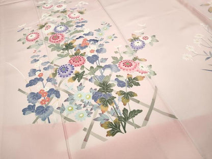 平和屋着物●本加賀友禅作家　金丸充夫　訪問着　草花文　正絹　逸品　CABD0199ut