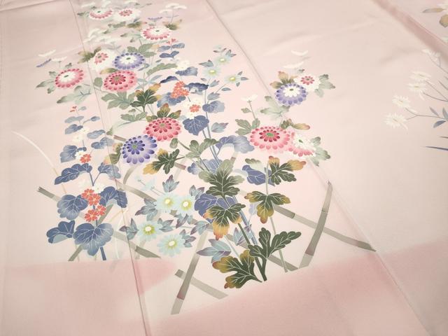 平和屋着物●本加賀友禅作家　金丸充夫　訪問着　草花文　正絹　逸品　CABD0199ut