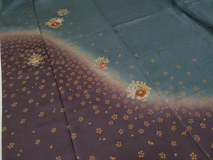 平和屋着物●訪問着　刺繍　吉祥舞花文　暈し染め　金彩　正絹　逸品　CABD0201ut
