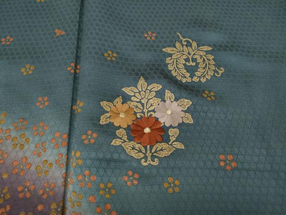 平和屋着物●訪問着　刺繍　吉祥舞花文　暈し染め　金彩　正絹　逸品　CABD0201ut