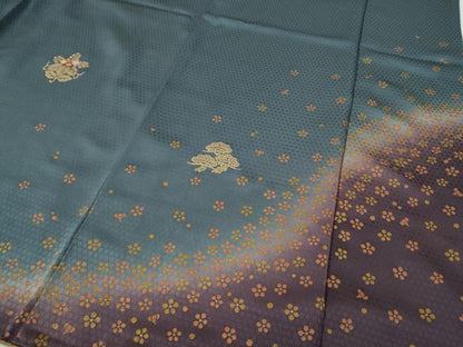 平和屋着物●訪問着　刺繍　吉祥舞花文　暈し染め　金彩　正絹　逸品　CABD0201ut