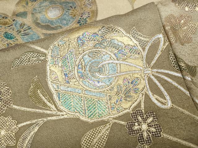 平和屋着物●訪問着　鏡裏枝花文　暈し染め　金銀彩　正絹　逸品　CABD0202ut