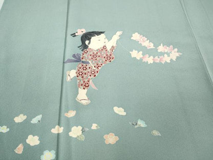 平和屋着物●訪問着　友禅　作家物　童子遊び　暈し染め　正絹　逸品　CABD0205ut