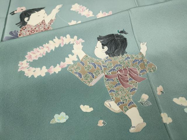 平和屋着物●訪問着　友禅　作家物　童子遊び　暈し染め　正絹　逸品　CABD0205ut