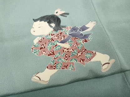 平和屋着物●訪問着　友禅　作家物　童子遊び　暈し染め　正絹　逸品　CABD0205ut