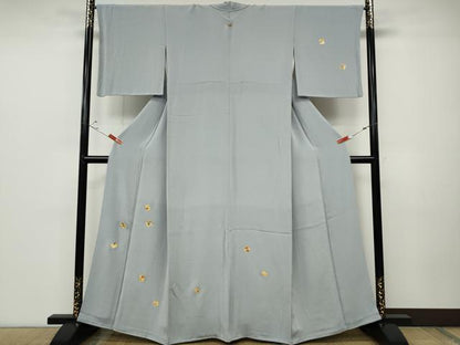 平和屋着物●訪問着　総刺繍　色紙草花文　金彩　鬼しぼ縮緬　正絹　逸品　CABD0206ut