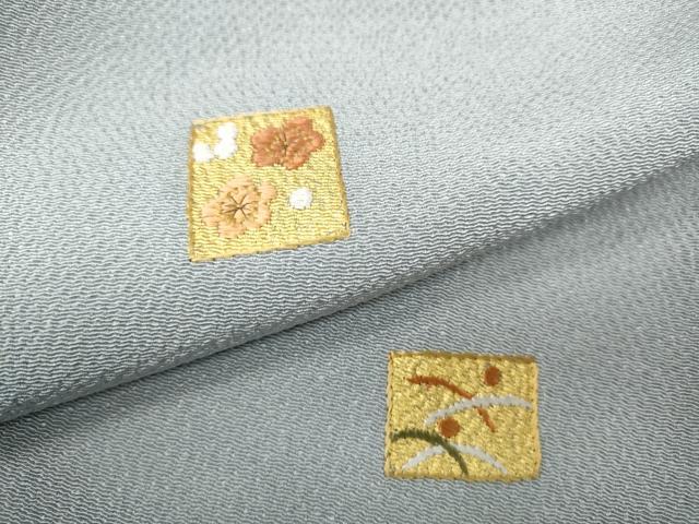 平和屋着物●訪問着　総刺繍　色紙草花文　金彩　鬼しぼ縮緬　正絹　逸品　CABD0206ut