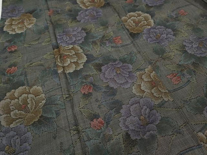 平和屋着物●本場大島紬　9マルキ　草花文　正絹　逸品　CABD0208ut