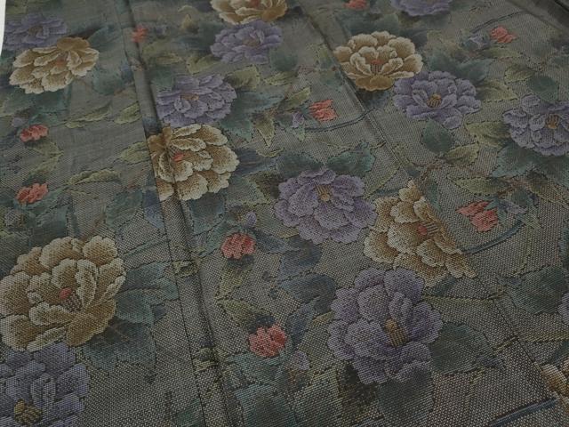 平和屋着物●本場大島紬　9マルキ　草花文　正絹　逸品　CABD0208ut