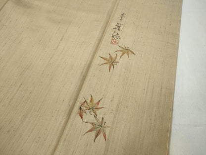 平和屋着物●上質な紬　色無地　作家物　香色　そごう扱い　正絹　逸品　CABD0209ut