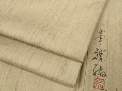 平和屋着物●上質な紬　色無地　作家物　香色　そごう扱い　正絹　逸品　CABD0209ut