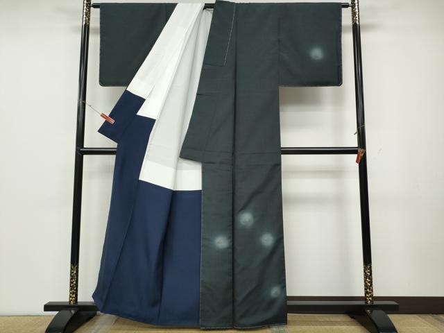平和屋着物●訪問着　本場大島紬　風景草花文　正絹　逸品　CABD0212ut