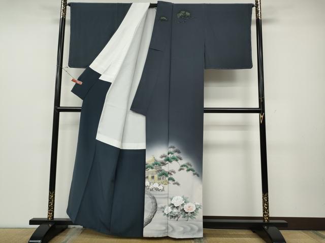 平和屋着物●訪問着　作家物　手描き　銀閣寺　暈し染め　正絹　逸品　未使用　CABD0215ut
