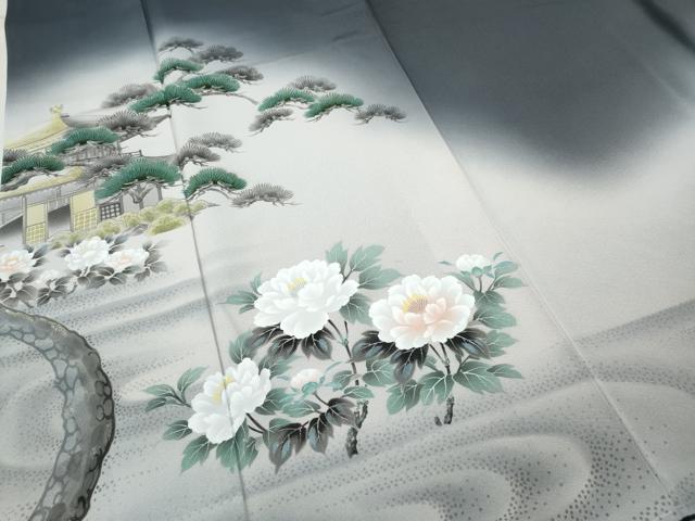 平和屋着物●訪問着　作家物　手描き　銀閣寺　暈し染め　正絹　逸品　未使用　CABD0215ut