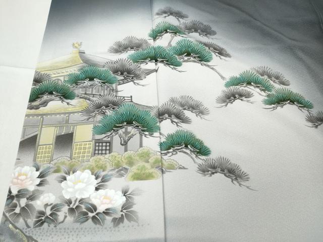 平和屋着物●訪問着　作家物　手描き　銀閣寺　暈し染め　正絹　逸品　未使用　CABD0215ut