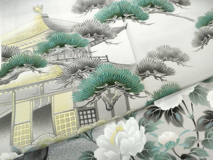 平和屋着物●訪問着　作家物　手描き　銀閣寺　暈し染め　正絹　逸品　未使用　CABD0215ut
