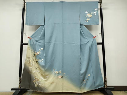 平和屋着物●訪問着　枝花文　暈し染め　金彩　正絹　逸品　CABD0216ut