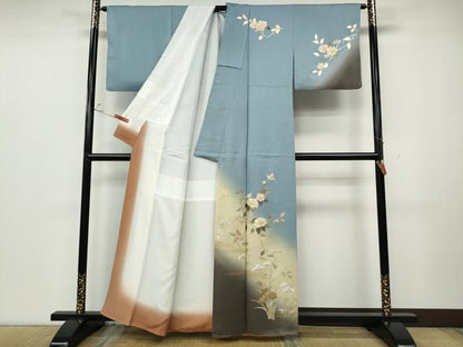 平和屋着物●訪問着　枝花文　暈し染め　金彩　正絹　逸品　CABD0216ut