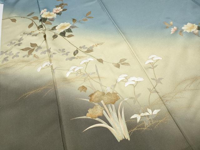 平和屋着物●訪問着　枝花文　暈し染め　金彩　正絹　逸品　CABD0216ut