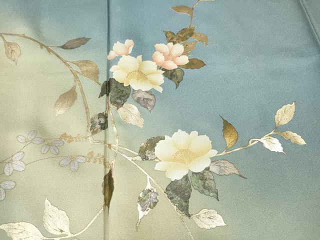 平和屋着物●訪問着　枝花文　暈し染め　金彩　正絹　逸品　CABD0216ut