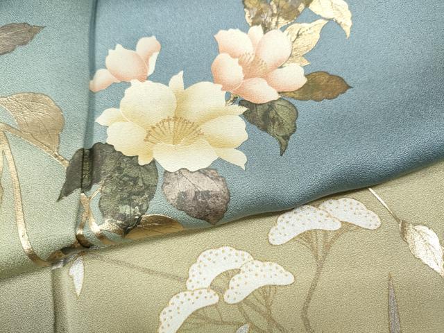 平和屋着物●訪問着　枝花文　暈し染め　金彩　正絹　逸品　CABD0216ut