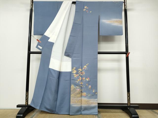 平和屋着物●訪問着　作家物　刺繍　笹　枝桜文　金彩　やまと誂製　正絹　逸品　CABD0218ut