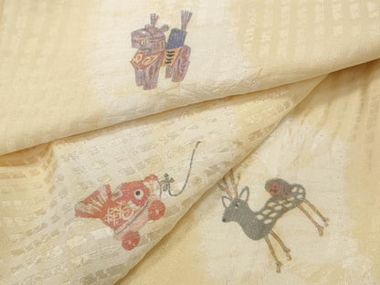 平和屋着物●長襦袢　無双仕立て　絞り　動物玩具文　正絹　逸品　CABD0220ut