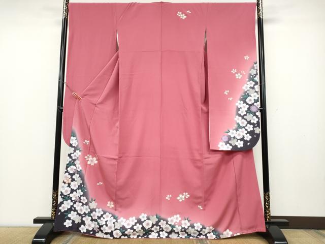 平和屋着物●豪華振袖　刺繍　舞桜文　暈し染め　金彩　正絹　逸品　CABD0223ut
