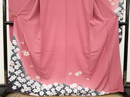 平和屋着物●豪華振袖　刺繍　舞桜文　暈し染め　金彩　正絹　逸品　CABD0223ut