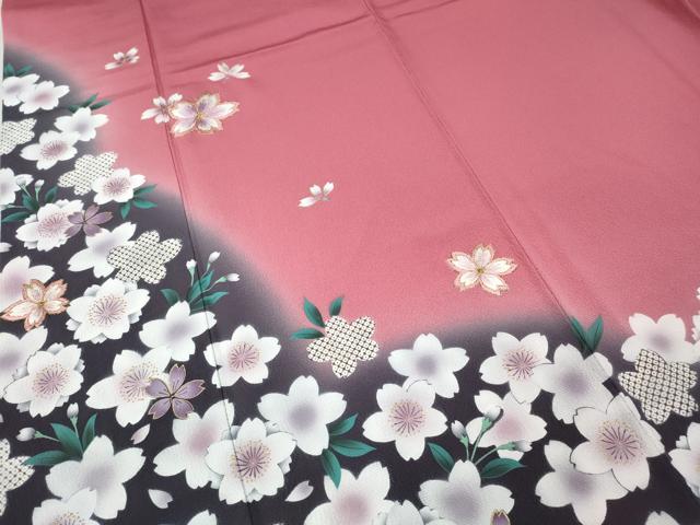 平和屋着物●豪華振袖　刺繍　舞桜文　暈し染め　金彩　正絹　逸品　CABD0223ut