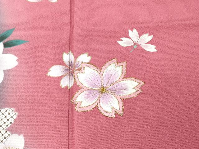 平和屋着物●豪華振袖　刺繍　舞桜文　暈し染め　金彩　正絹　逸品　CABD0223ut