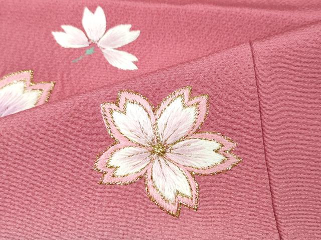 平和屋着物●豪華振袖　刺繍　舞桜文　暈し染め　金彩　正絹　逸品　CABD0223ut