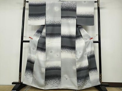 平和屋着物●上質な小紋　絞り　横段吉祥文　さが美扱い　正絹　逸品　未使用　CABD0228ut