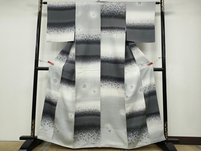 平和屋着物●上質な小紋　絞り　横段吉祥文　さが美扱い　正絹　逸品　未使用　CABD0228ut