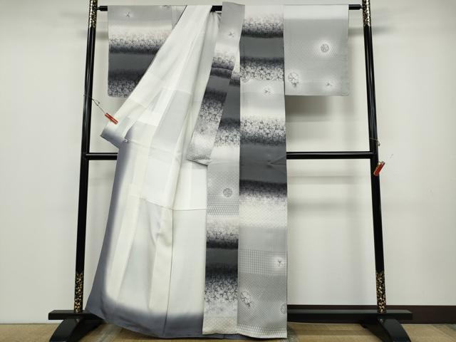 平和屋着物●上質な小紋　絞り　横段吉祥文　さが美扱い　正絹　逸品　未使用　CABD0228ut