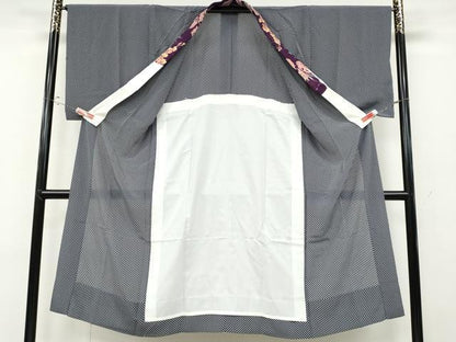 平和屋着物●長襦袢　無双仕立て　市松文　洗える着物　CABD0237ut
