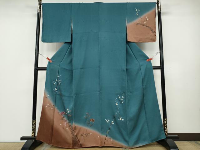 平和屋着物●訪問着　枝花文　暈し染め　金彩　正絹　逸品　未使用　CABD0243ut