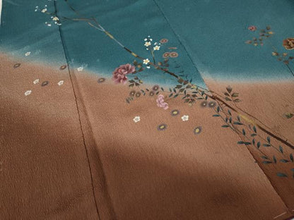 平和屋着物●訪問着　枝花文　暈し染め　金彩　正絹　逸品　未使用　CABD0243ut