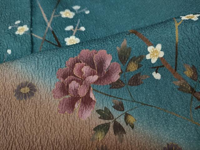 平和屋着物●訪問着　枝花文　暈し染め　金彩　正絹　逸品　未使用　CABD0243ut